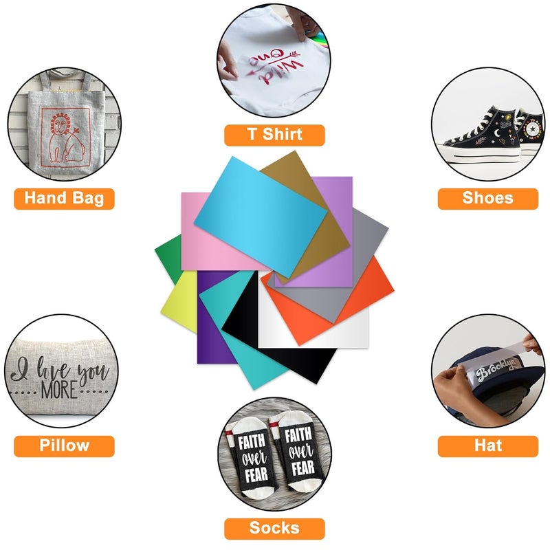 LOPASA مجموعة البداية من المتوافقة مع آلة Cricut Joy Xtra (مجموعة HTV) | حزمة للمبتدئين | فينيل مقاس 8.5 × 12 بوصة | مجموعة نقل حراري | إكسسوارات ومستلزمات | أدوات ومواد أساسية - Image 3