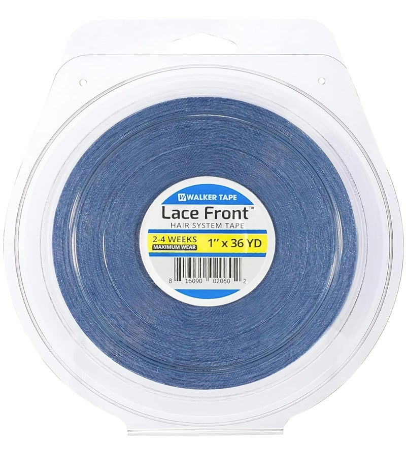Walker Tape Lace Front Support 1" X 36 Yards (Blue Liner Tape) Double Sided Adhesive Hair System Tape Roll for Wigs and Toupee - Image 1