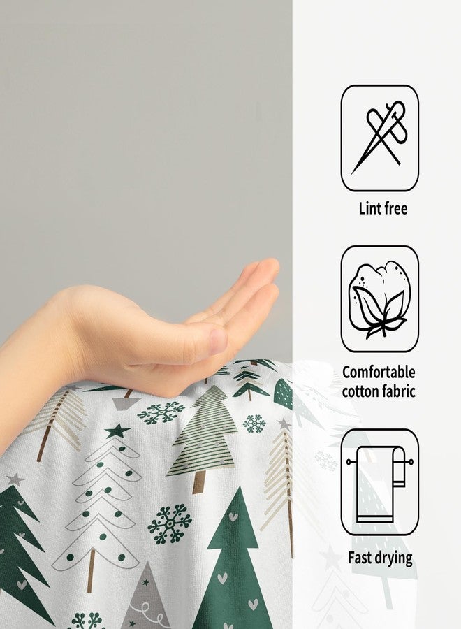 Aytipun Christmas Hand Towels for Bathroom Set of 2 Forest Green Grey Xmas Tree Snowflake Print Winter Holiday Theme Decorative Handtowels Soft Absorbent Bath Towel for Home Guest Room Hotel Gym Spa - Image 4