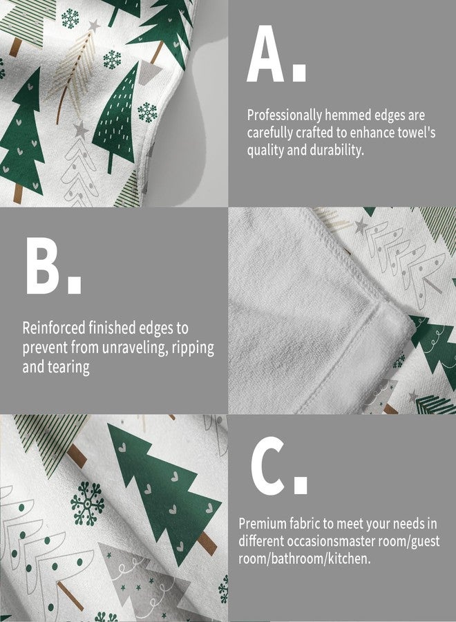 Aytipun Christmas Hand Towels for Bathroom Set of 2 Forest Green Grey Xmas Tree Snowflake Print Winter Holiday Theme Decorative Handtowels Soft Absorbent Bath Towel for Home Guest Room Hotel Gym Spa - Image 5