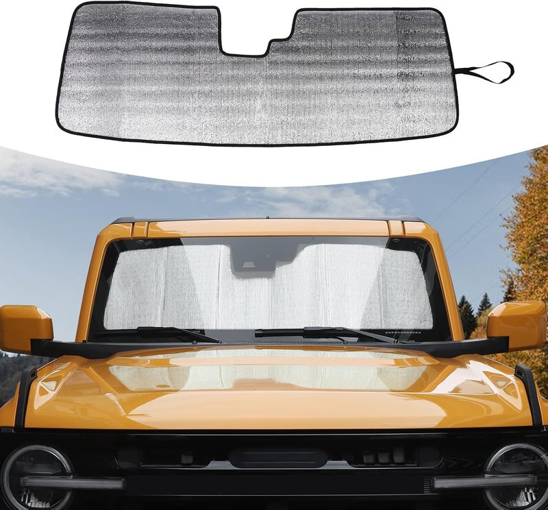 JWWY Windshield Sunshade for 2021-2022 Ford Bronco - Foldable Reflective Polyester Sun Shield - Image 1