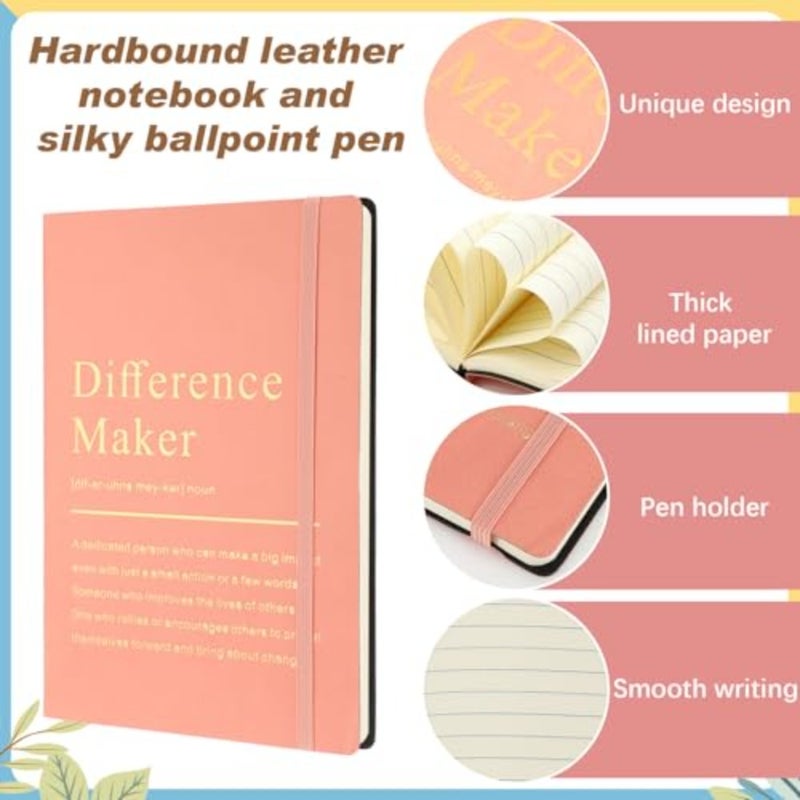 6 Pcs Difference Maker Gift Employee Appreciation Thank You Gift for Women Teacher Nurse 20 oz Tumbler Leather Journal Ballpoint Pens Makeup Bag for Graduation - Image 3