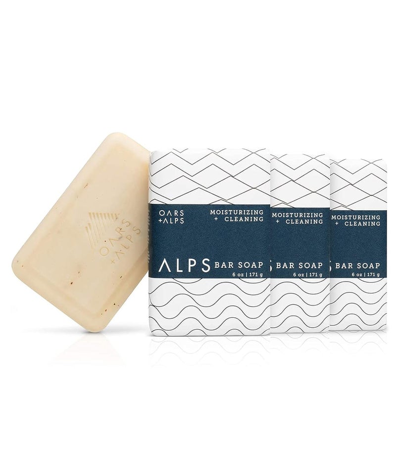 Oars  Alps Moisturizing Mens Bar Soap Dermatologist Tested and Made with Clean Ingredients Travel Size 3 Pack 6 Oz Each