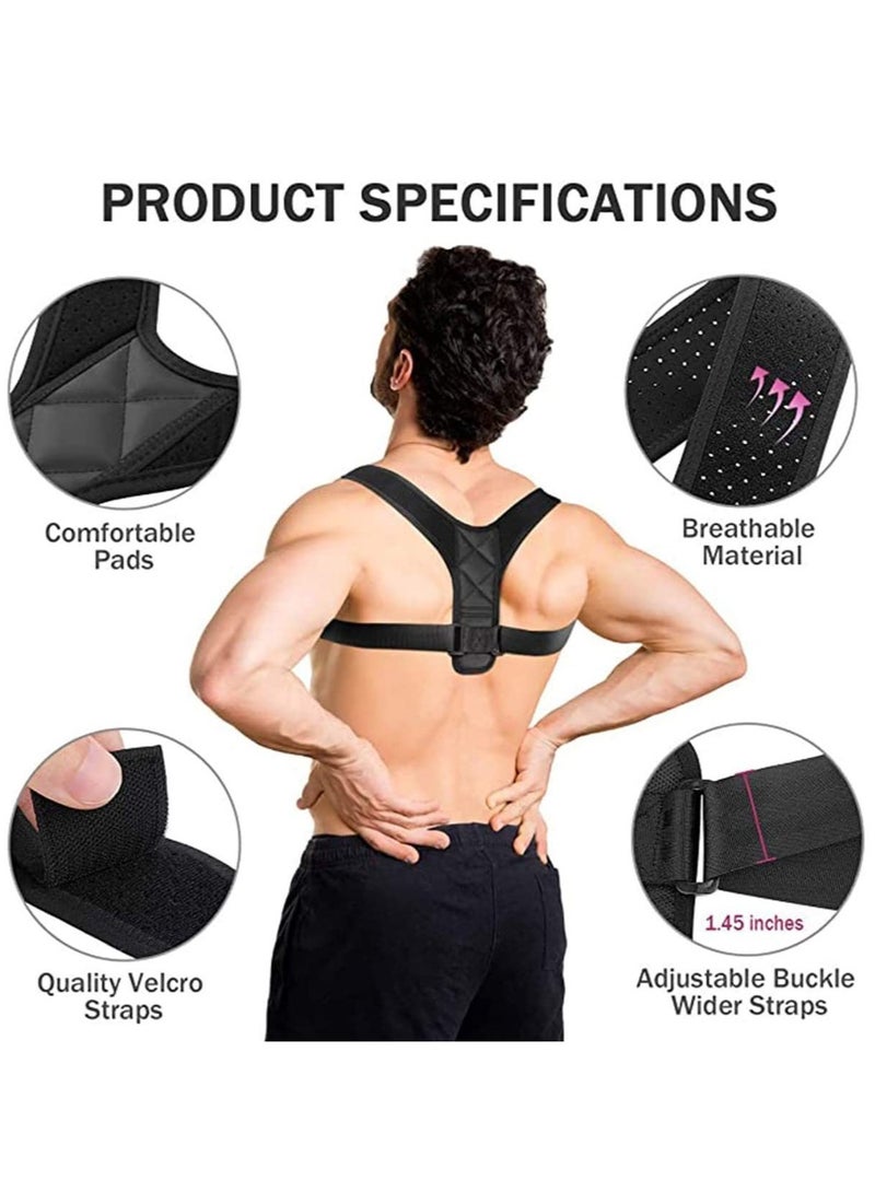 Posture Corrector for Women and Men - Upgraded Lengthened Soft Sponge Pad Adjustable Upper Back Brace for Clavicle Support and Providing Pain Relief from Neck, Back and Shoulder - Image 4