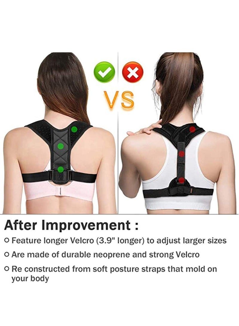 Posture Corrector for Women and Men - Upgraded Lengthened Soft Sponge Pad Adjustable Upper Back Brace for Clavicle Support and Providing Pain Relief from Neck, Back and Shoulder - Image 3