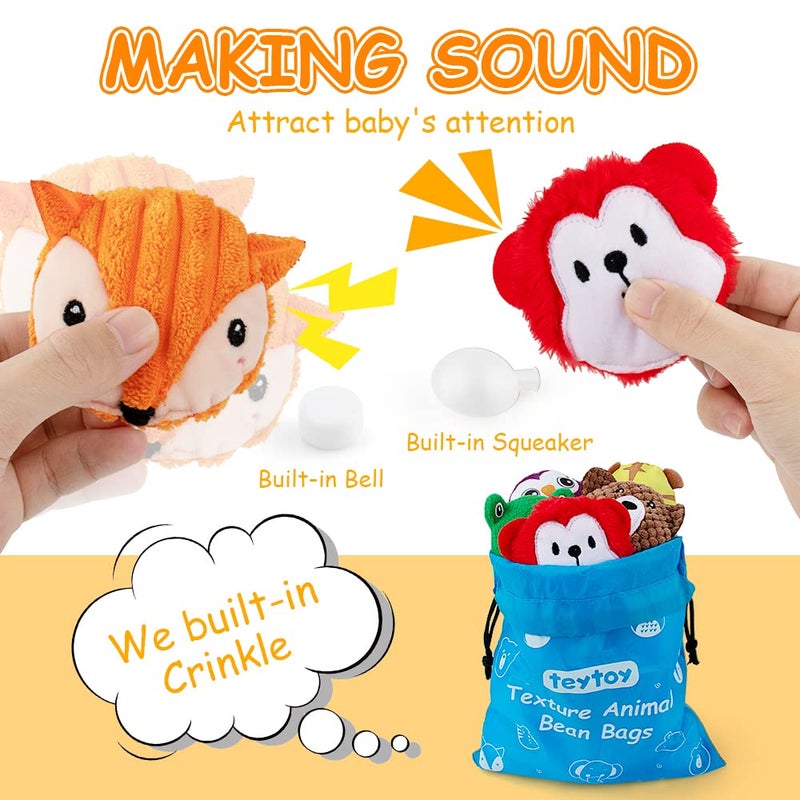 teytoy Sensory Bean Bag for Kids 10 Pack Texture Sensory Beanbags Sensory Toys for Autism Animal Sensory Fine Motor Toys with Storage Bag for Boys and Girls - Image 4