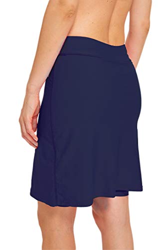 Micosuza Womens Skirted Swim Short Sun Protective UPF 50+ Swimming Bottom with Attached Skirt Navy Medium - Image 3