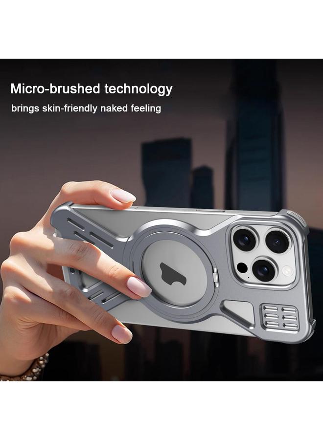 S-TOP Case For iPhone 16 Pro Max Armor 360 Holder Frameless Alloy MagSafe Phone Case - Image 4
