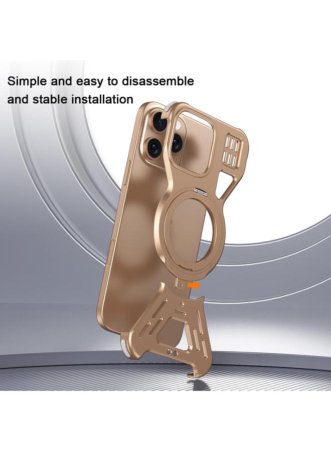 S-TOP Case For iPhone 16 Pro Max Armor 360 Holder Frameless Alloy MagSafe Phone Case - Image 3