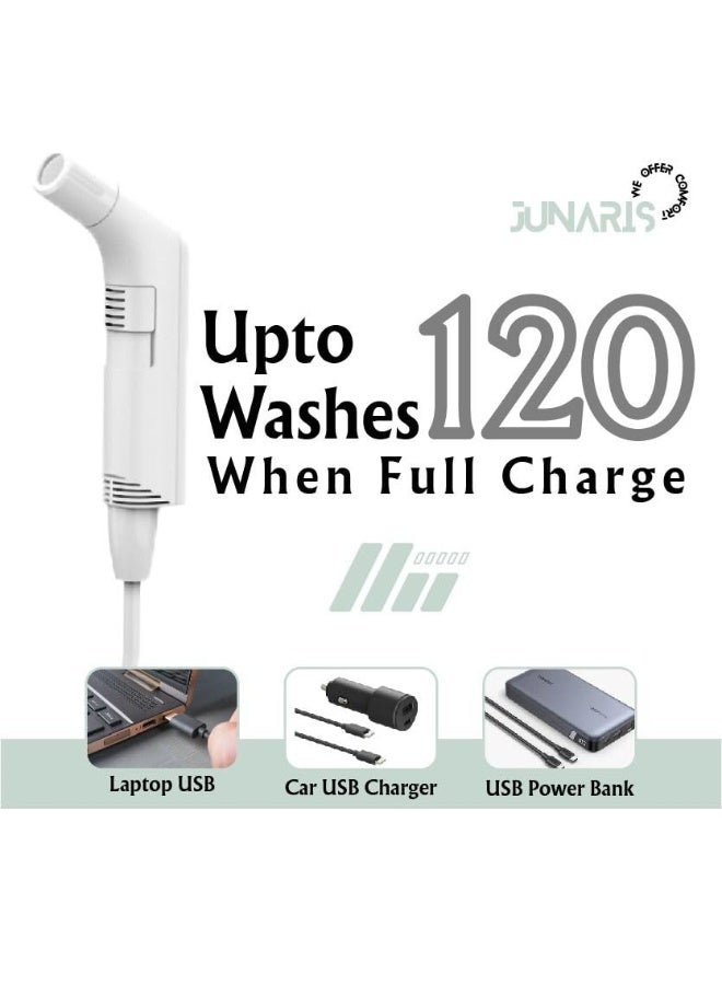 JUNARIS Portable Bidet For Travel Shattaf Set | Portable Shattaf Rechargeable Travel Camping Bidet Shower Sprayer (Plastic Bag 3.5L Foldable) with Traveling Bag – Traveler’s Shattaf Kit, USB Rechargeable, 1.2m Hose - Image 4