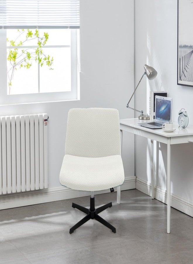 Dimatic Armless Office Chair Covers Criss Cross Wide Desk Chair Cover Slipcover Stretch Jacquard Swivel Computer Chair Covers for Home Office-White - Image 2
