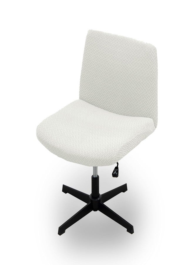 Dimatic Armless Office Chair Covers Criss Cross Wide Desk Chair Cover Slipcover Stretch Jacquard Swivel Computer Chair Covers for Home Office-White - Image 1