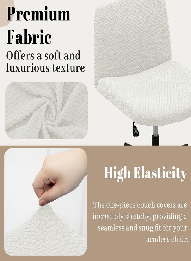 Dimatic Armless Office Chair Covers Criss Cross Wide Desk Chair Cover Slipcover Stretch Jacquard Swivel Computer Chair Covers for Home Office-White - Image 3