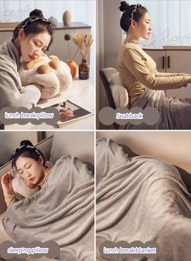 JCB CHIC Flannel Cartoon Animal Creative Cushion Blanket 2 in 1 Pillow Quilt Multifunctional Pillow Blanket Back Support Cushion Soft and Warm Nap Mat Cushions for Sofa Bed Office Chair(gray) - Image 5