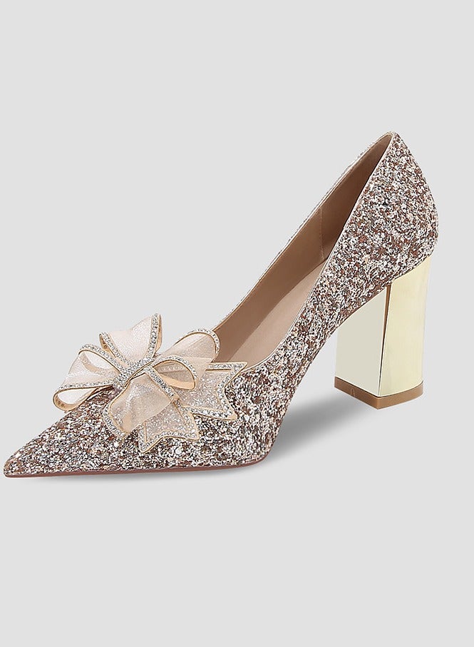 Shougu Single Shoe Women's Thick Heel Versatile Shoes 