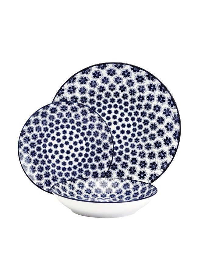Pfaltzgraff Blooming Delight Floral 12 Piece Plates Bowls Dinnerware Set, Blue and White - Image 2
