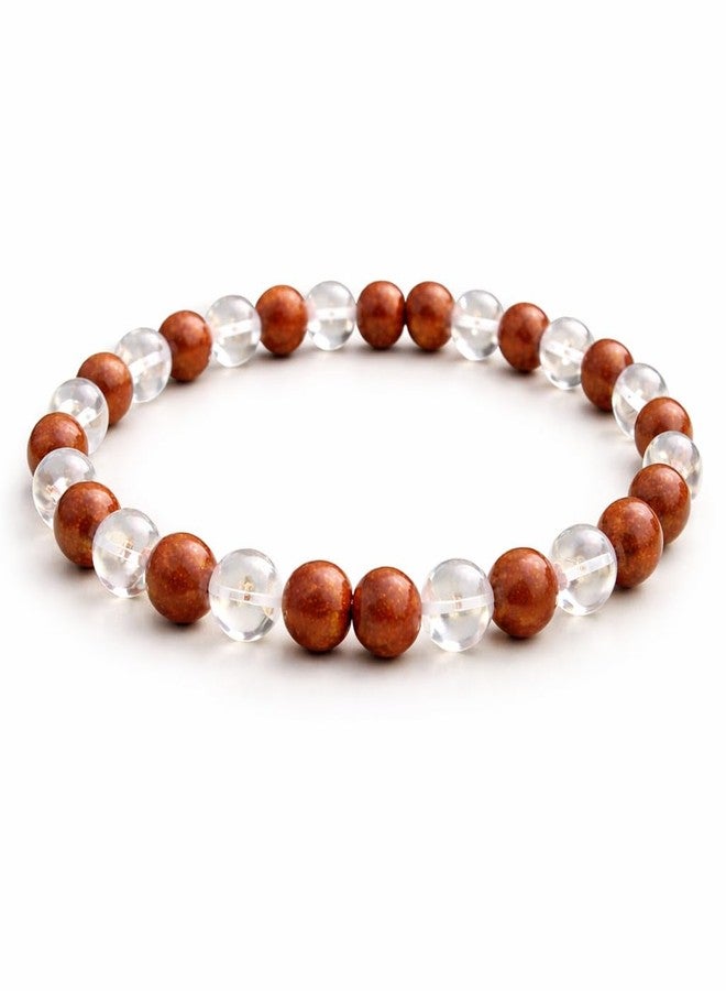 Agatesvibe سوار من حجر اليشب الأحمر الطبيعي وكريستال الكوارتز الشفاف من أغاتسفايب - القوة والحماية والطاقة الإيجابية - سوار أحجار علاجية مرن مصنوع يدويًا للرجال والنساء - مجوهرات أحجار الريكي الكريمة لتحقيق التوازن والثقة - Image 1