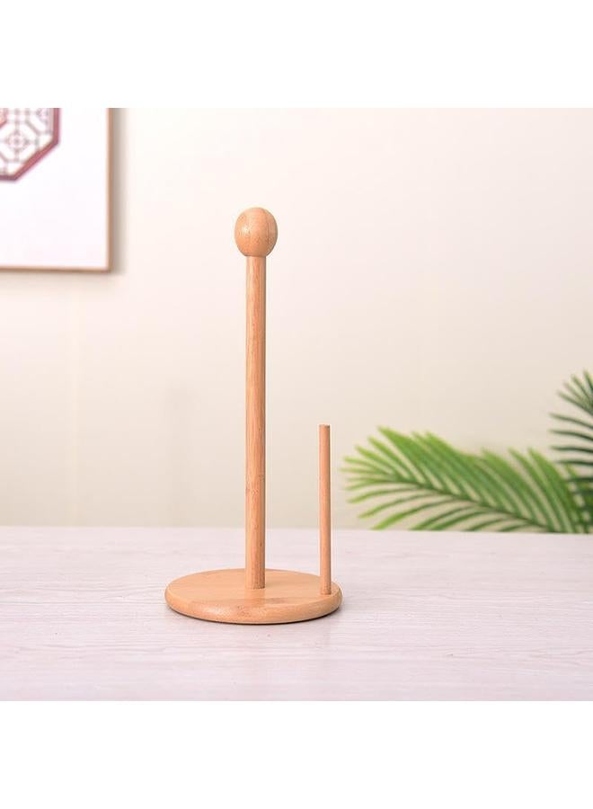 ECVV Kitchen Wooden Roll Paper Towel Holder Bathroom Tissue Holder Toilet Paper Stand Napkins Rack - Image 4