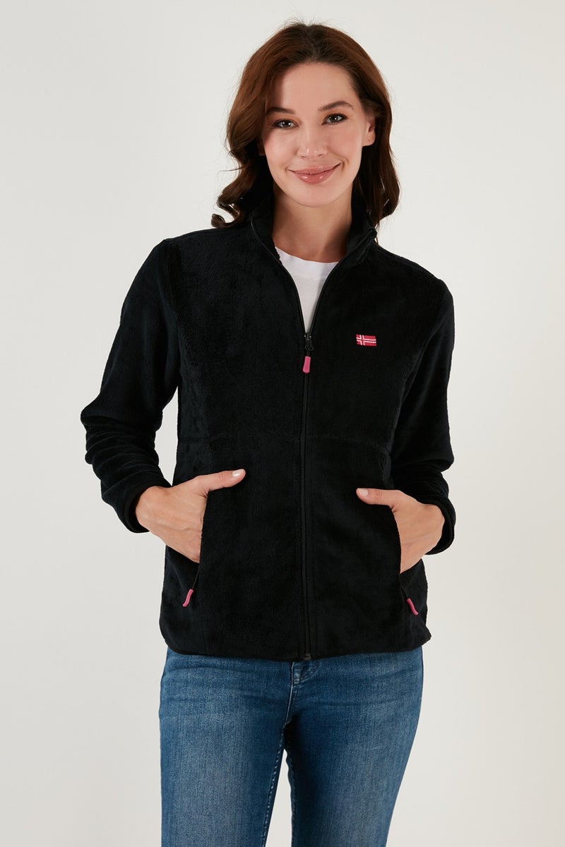 Lela Slim Fit Anti-Pilling Non-Pilling Soft Textured Zippered Fleece Cardigan Women's Cardigan 5907017 - Image 2