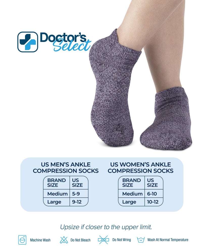 Doctor's Select Viscose Bamboo Ankle Diabetic Socks for Women and Men - 6 Pairs | Quarter Diabetic Socks for Men 9-12 | Edema Socks | Black, White, Light Blue, Blue, Purple, Pink - Image 3