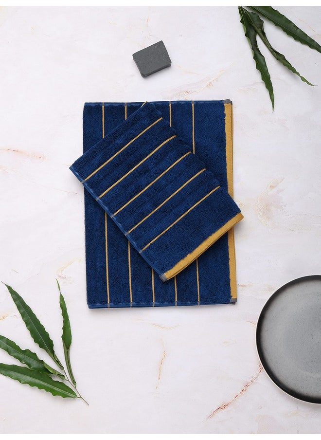 SPACES Spaces 100% Cotton Hand Towel Ribbed Texture HIGH Absorbency HIGH LOFT NA(Solid 40CMX60CM)-Estate Blue/FIRE  - Image 2