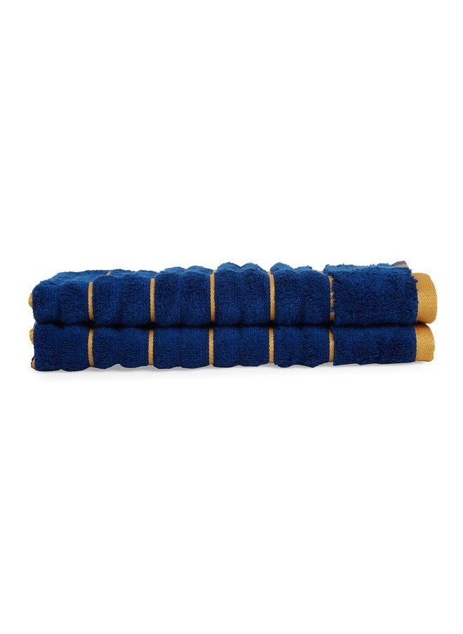 SPACES Spaces 100% Cotton Hand Towel Ribbed Texture HIGH Absorbency HIGH LOFT NA(Solid 40CMX60CM)-Estate Blue/FIRE  - Image 3