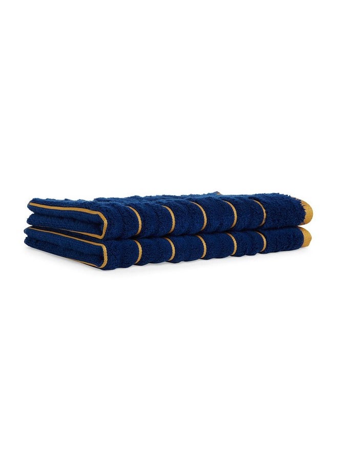 SPACES Spaces 100% Cotton Hand Towel Ribbed Texture HIGH Absorbency HIGH LOFT NA(Solid 40CMX60CM)-Estate Blue/FIRE  - Image 4