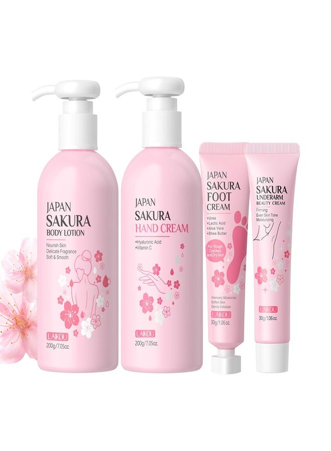 LAIKOU Japan Sakuara Body Care Set, Body Lotion, Hand Cream, Foot Cream, Underarm Beauty Cream for All Skin Types Non-Greasy Fast Absorbing Travel Size Daily Hydration for Dry & Rough Skin Body Care - Image 1