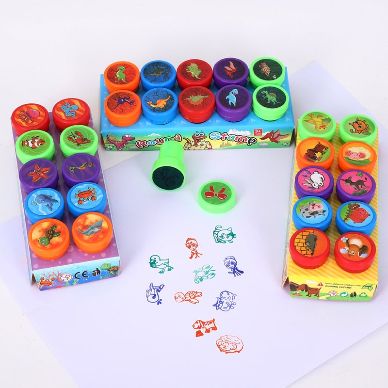 10 Boxed Children'S Stamps With Fun Animal Designs, Christmas Creative Comments Stamps, Set Gift Box - Image 4