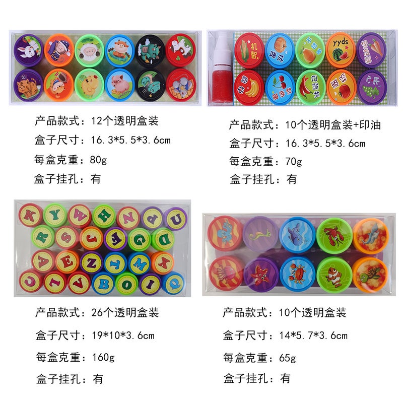 10 Boxed Children'S Stamps With Fun Animal Designs, Christmas Creative Comments Stamps, Set Gift Box - Image 3