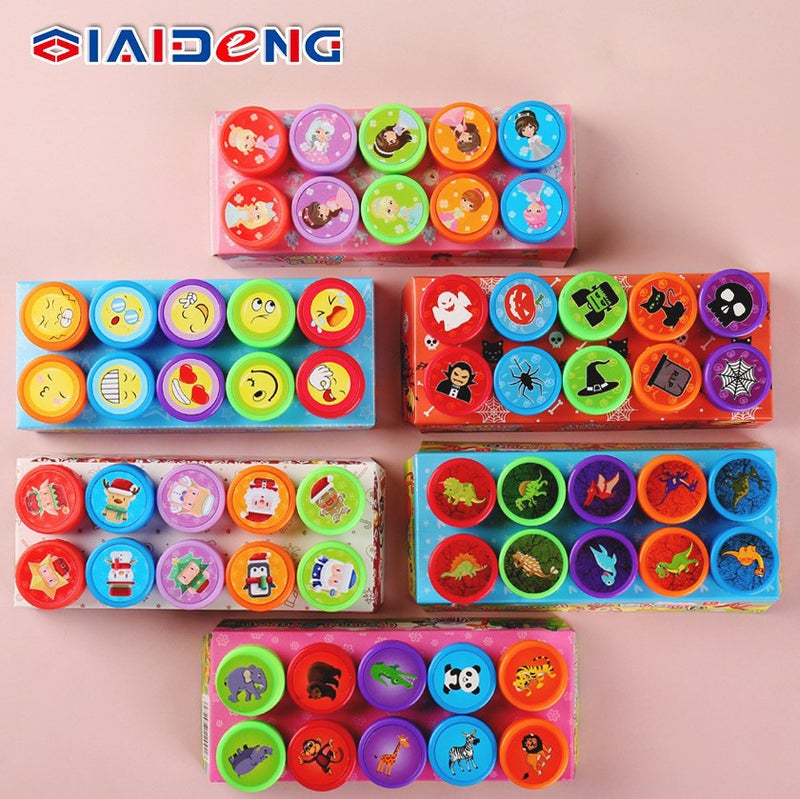 10 Boxed Children'S Stamps With Fun Animal Designs, Christmas Creative Comments Stamps, Set Gift Box - Image 2