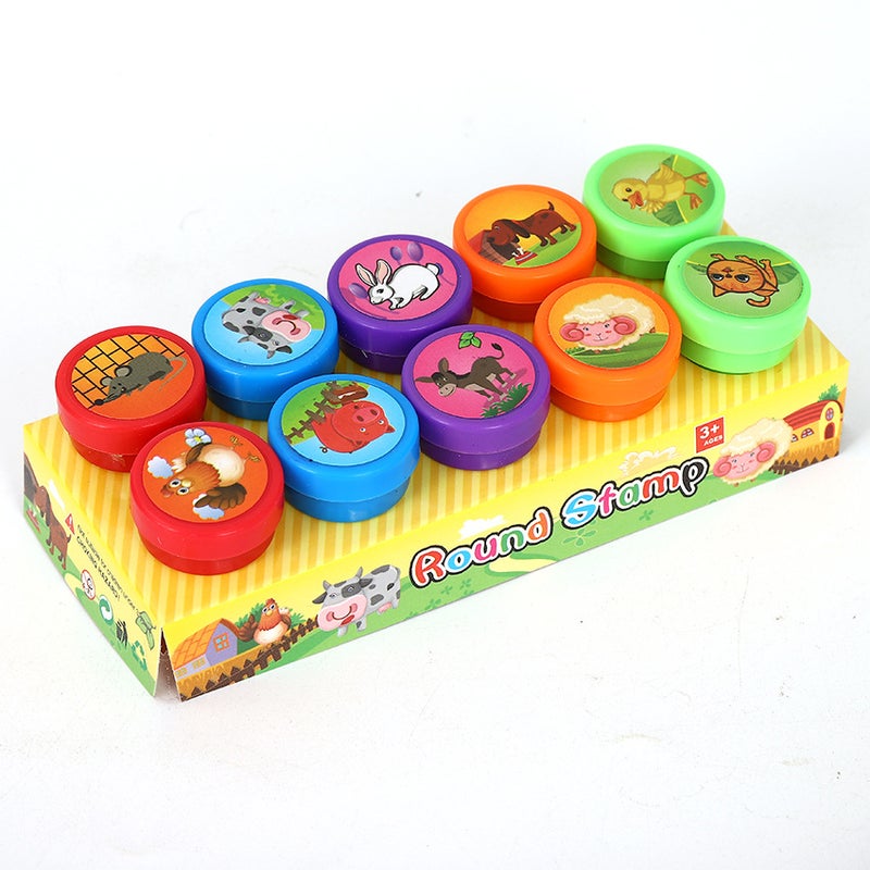 10 Boxed Children'S Stamps With Fun Animal Designs, Christmas Creative Comments Stamps, Set Gift Box - Image 1