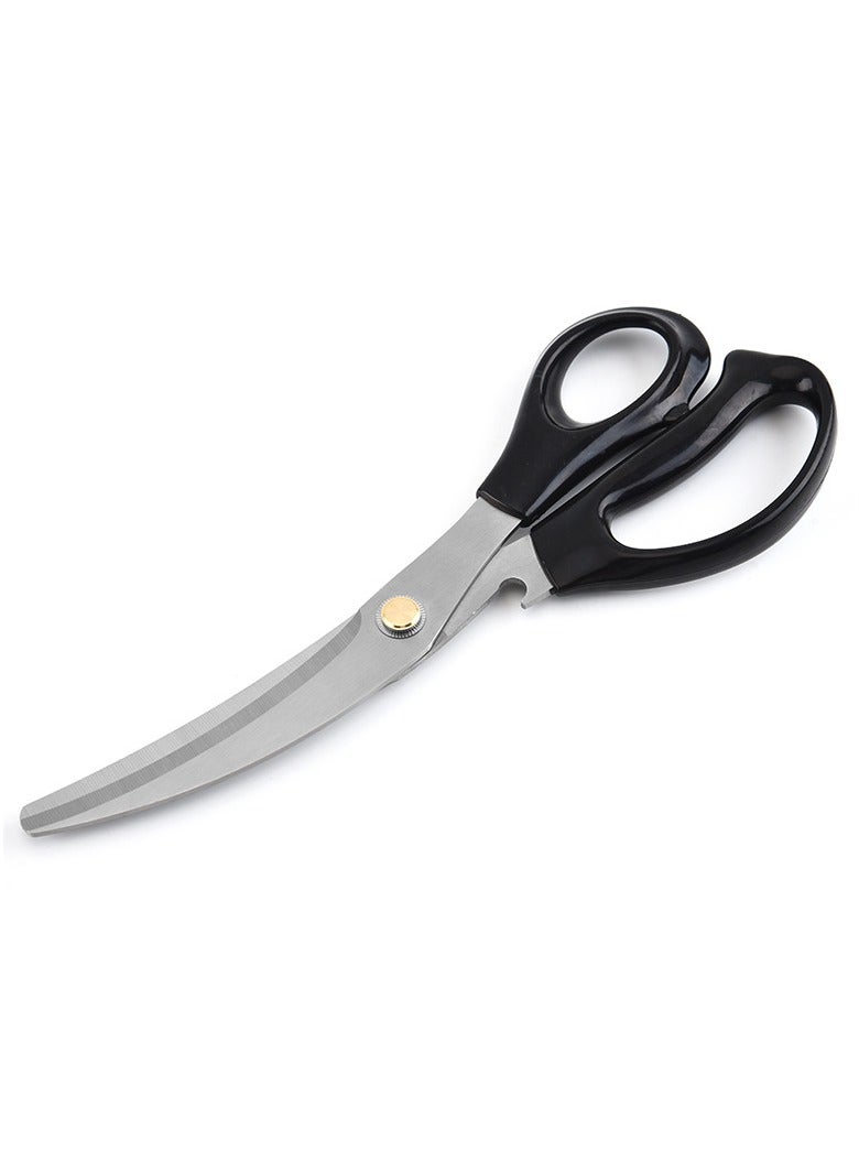 AROAQ Kitchen Scissors, Heavy Duty All Purpose Kitchen Shears, Korean Stainless Steel Curved Blade Barbecue Scissors, Steak Scissors  For Chicken Food Meat And Cooking, ( Black )  - Image 1