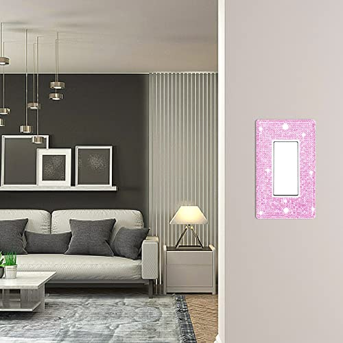 Dengduoduo Wall Plate Light Switch Outlet Cover, Standard Size 4.50" x 2.76", Dengduoduo Silver Pink Rhinestones Bling Light Switch Plate, Plug Cover for Electrical Outlet for Bedroom Accessories Home Decor - Image 3