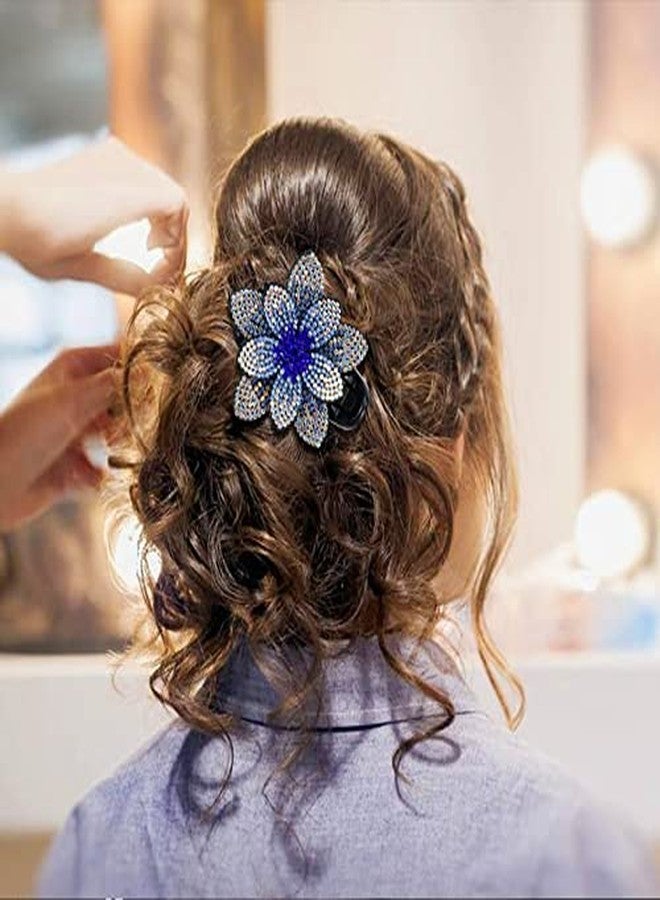 CHIROGRAPHY 4 PCS Flower Rhinestone Hair Claw Clips for Women and Girls | Crystal Sparkling Hair Accessories | Non-Slip Hairpins Clamps for Party, Wedding and Daily Styling - Image 5