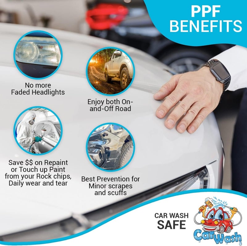 ARMOR UP [] 6"x60" Clear Paint Protection Film for Cars, Trucks - 8-mil TPU Automotive Protector Wrap for Bumper, Headlamps, Hood - UV Protection, Non-Yellowing, Self-Healing, Hydrophobic Top Coat… - Image 4