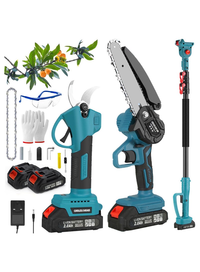 ZLH HITY Electric Pole Pruning Shears, Cordless Electric Pruning Shears Secateurs Brushless Portable Pruner, 2.0Ah Li-ion Battery Powered Garden Scissors with SK5 Blades & Angle Adjustment - Image 1