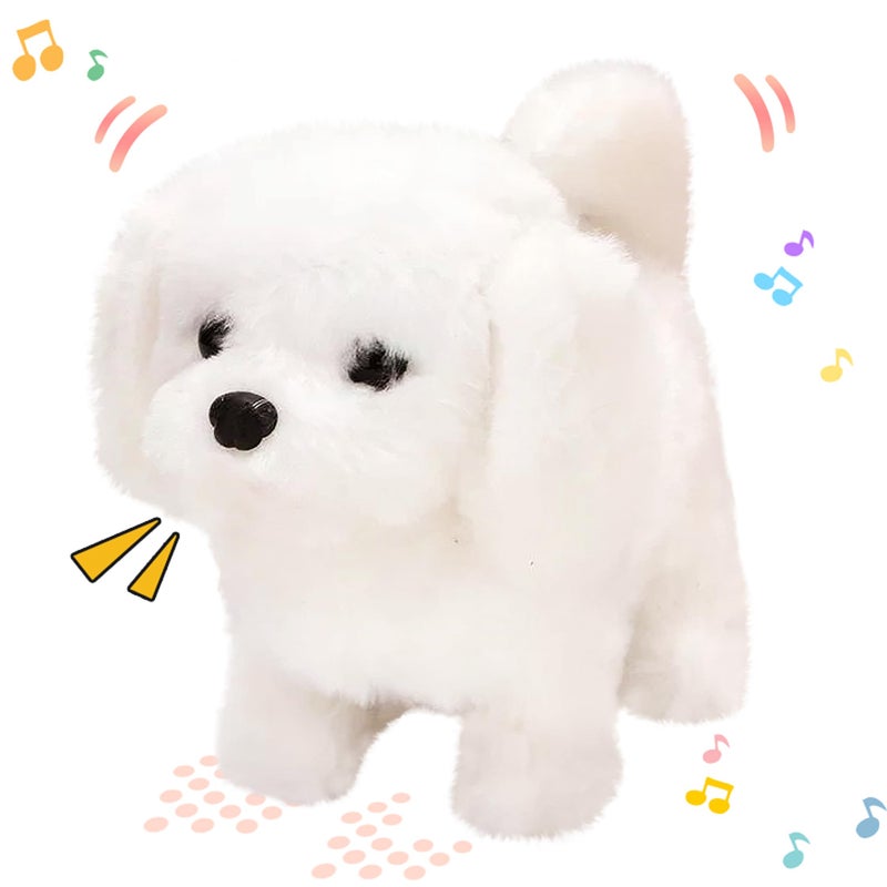 Hopearl Walking Dog Bichon Interactive Electronic Pet Plush Toy Puppy Woof and Moving Animated Nodding Head Gifts for Toddlers Birthday White 7 - Image 4