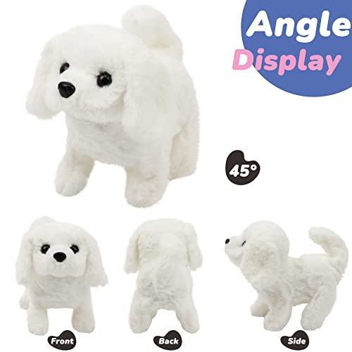 Hopearl Walking Dog Bichon Interactive Electronic Pet Plush Toy Puppy Woof and Moving Animated Nodding Head Gifts for Toddlers Birthday White 7 - Image 5