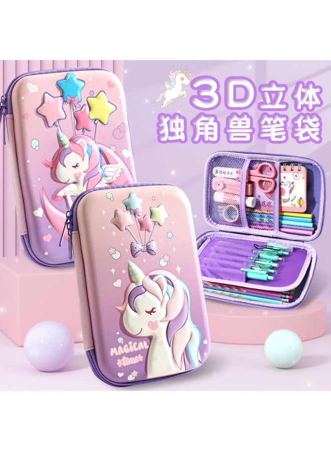 3D Three-Dimensional Unicorn Pencil Case, High-Looking Stationery Box, Primary School Student Multi-Functional Large-Capacity Pencil Case Cross-Border Wholesale - Image 2