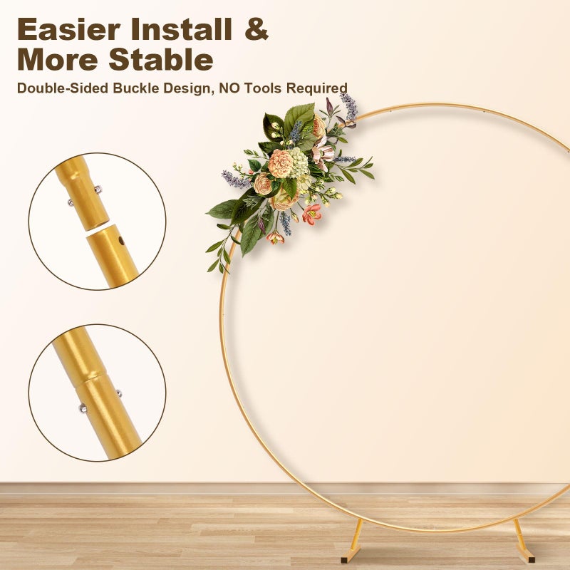 Chamvis Metal Round Balloon Arch Kit, 7.2ft (2.2m) Golden Round Arch Stand Kit: Garden Plants Vines Climbing Frame for Wedding Birthday Photo Background Party Supplies Decorations - Image 3