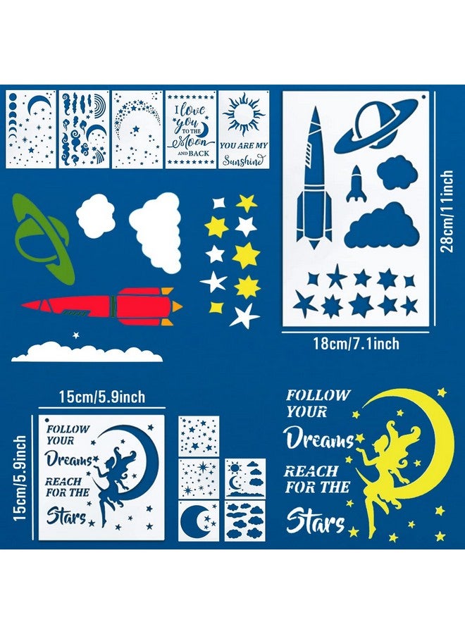 La Jolie Jasmin 12 Pieces Moon Star Cloud Stencils For Painting Reusable Drawing Painting Stencils Sun Clouds Template For Home Decoration On Wood Wall Crafts Projects - Image 2