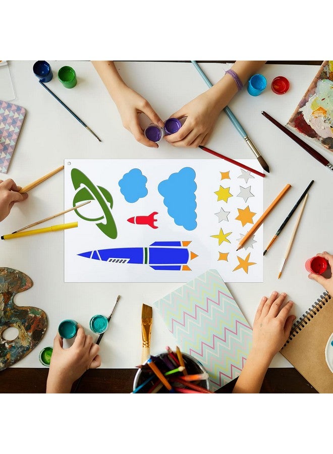 La Jolie Jasmin 12 Pieces Moon Star Cloud Stencils For Painting Reusable Drawing Painting Stencils Sun Clouds Template For Home Decoration On Wood Wall Crafts Projects - Image 3