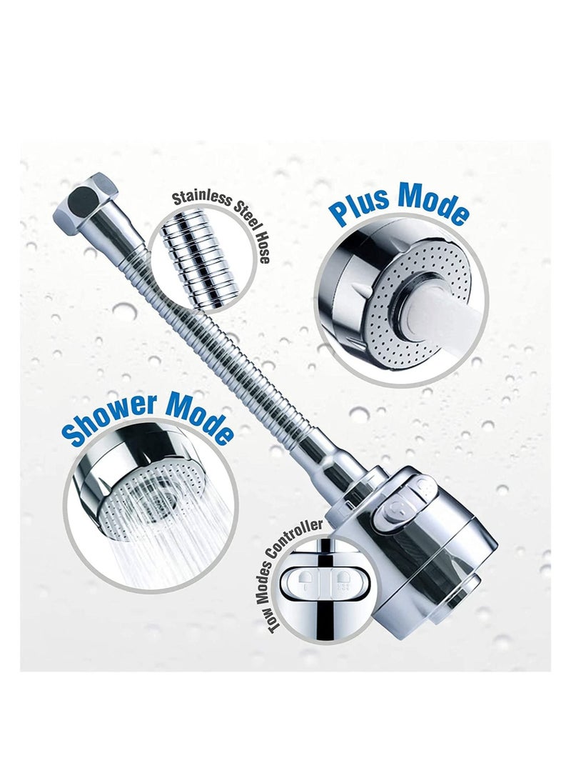 SYOSI Kitchen Tap Spray Head Faucet Aerator Adapter-360° Swivel Faucet ABS Anti-Splash Faucet Sprayer Head Replacement-Flexible Faucet Sprayer Sink Nozzle Attachment with 2 Modes for Bathroom  - Image 2