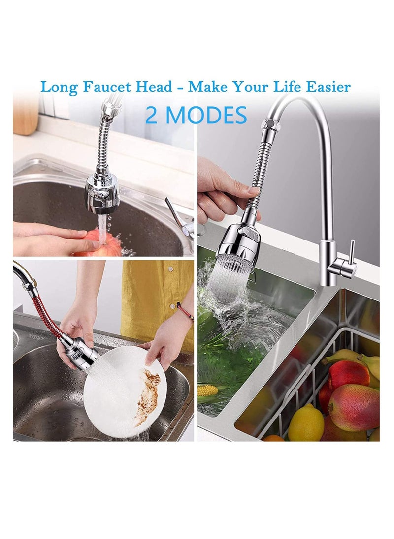 SYOSI Kitchen Tap Spray Head Faucet Aerator Adapter-360° Swivel Faucet ABS Anti-Splash Faucet Sprayer Head Replacement-Flexible Faucet Sprayer Sink Nozzle Attachment with 2 Modes for Bathroom  - Image 5