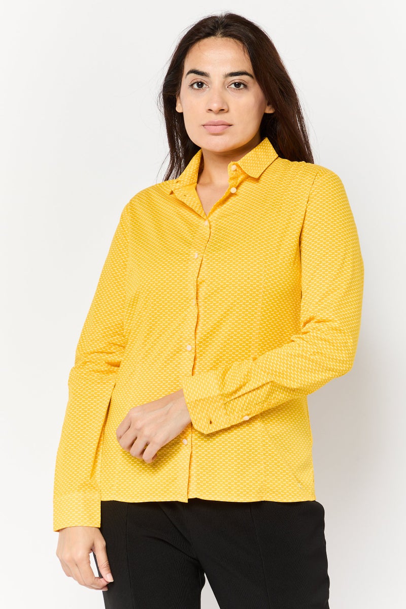 Harmont & Blaine Women Spread Collar Long Sleeve Allover Print Shirt, Multicolor  - Image 1