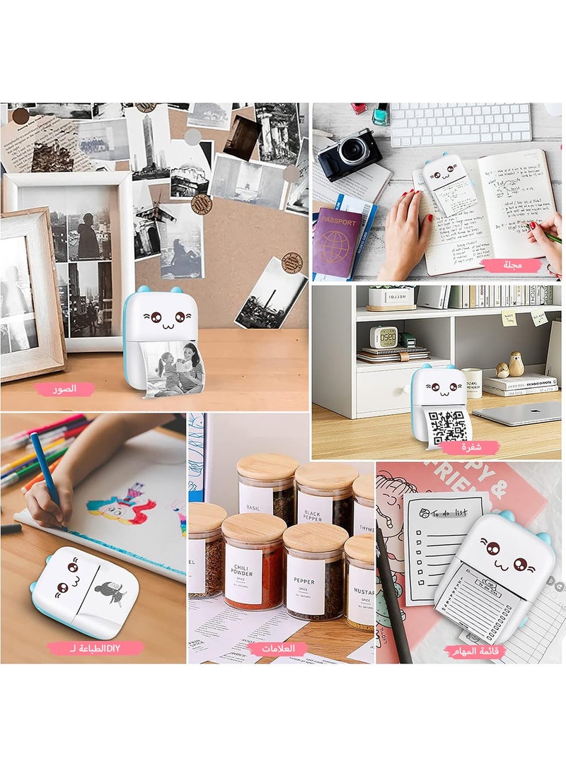 Mini Printer Cute Cartoon Set Portable Thermal Printer Mini Photo Printer Portable Inkless Printer  - Image 4