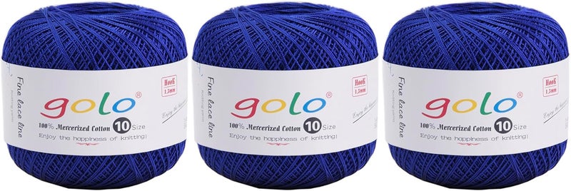 Golo 3 Balls Crochet Thread Size 10 Crochet Yarn for Hand Knitting 170 - Image 1