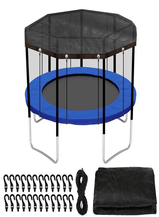CIEOVO Trampoline Cover Black Round 90% Sunblock Shade Cloth 12FT Trampoline Top Shade Cover Sun Shade Mesh Tarp with Elastic Cord Plastic Hooks for Outdoor Backyard Playground Accessories, Tent Only - Image 1