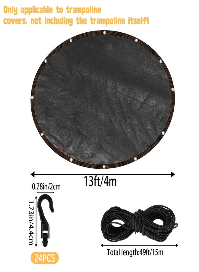 CIEOVO Trampoline Cover Black Round 90% Sunblock Shade Cloth 12FT Trampoline Top Shade Cover Sun Shade Mesh Tarp with Elastic Cord Plastic Hooks for Outdoor Backyard Playground Accessories, Tent Only - Image 2